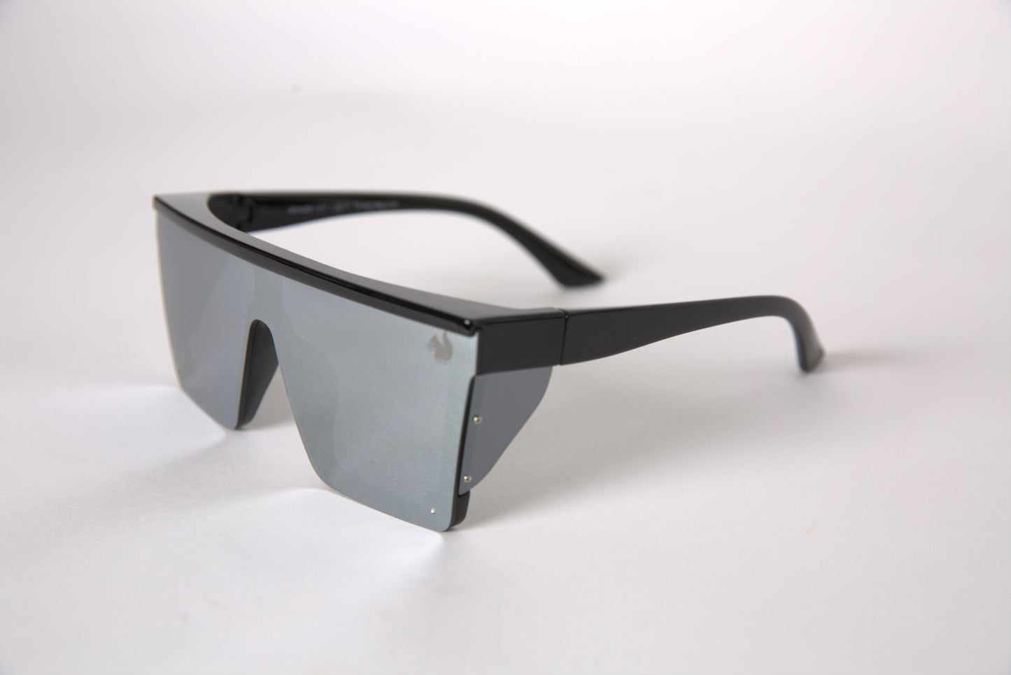 Safety Glasses - Chrome Tint, Full Lens, Black Edge Frame.