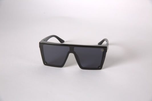 Safety Glasses - Black Tint, Full Lens, Black Edge Frame.
