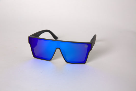 Safety Glasses - Blue Tint, Matte Black Edge Frame.